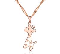 Infinite U Cute Giraffe 925 Sterling Silver Rhodium Plated Cubic Zirconia Sika Deer Pendant Women Necklace, Rose Gold