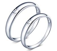 Infinite U Elegant Hollow Heart 925 Sterling Silver Couple/Lovers Plain Band Ring Wedding Promise Engagement Anniversary Ring Set, Ring Size M