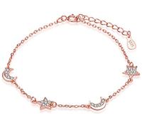 Infinite U Elegant Stars Moons Womens Link Charm Bracelet 925 Sterling Silver Cubic Zirconia Adjustable Hand Chain, Rose Gold