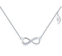 Infinite U Fashion Infinity Symbol Figure 8 Pendant 925 Sterling Silver Rhodium Plated Cubic Zirconia Necklace for Women/Girls, Adjustable Chain