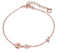Infinite U Girl's 925 Sterling Silver Cubic Zirconia Cute 3 Stars Charm Bracelet with Extension, Rose Gold Plated