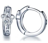 Infinite U Lovely Bear/Classic Heart Huggie Earrings 925 Sterling Silver Cubic Zirconia Hoop Earrings for Women/Girls (Bear)