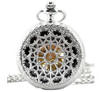 Infinite U Luxury Hollow Skeleton Spider Web Pendant Necklace Steel Mechanical Pocket Watch- Silver
