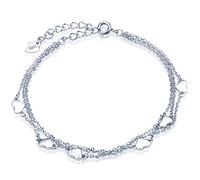 Infinite U Women's Girl's Bracelet, 925 Sterling Silver, Multi-layer chain heart bracelets, Adjustable Chain Bangle, with Gift Box and 3D Greeting Card, Christmas birthday gift