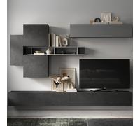 infinite wall hung wooden entertainment unit in slate and lead