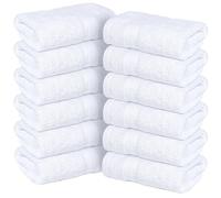 Infinitee Xclusives - 12 Pack 100% Cotton Face Cloths Wash Cloths |30x30 cm| - Ultra Soft & Highly Absorbent Fingertip Towels for Spa, Gym, Hotel & Bathroom |Brilliant White|