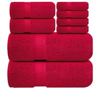 Infinitee Xclusives Premium Bath Towel Set 8-Piece (2 Bath Towels, 2 Hand Towels, 4 Washcloths), Super Absorbent Soft 100% Ring-Spun Cotton for Spa, Gym, Hotel & Bathroom |Burgundy|