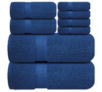 Infinitee Xclusives Premium Bath Towel Set 8-Piece (2 Bath Towels, 2 Hand Towels, 4 Washcloths), Super Absorbent Soft 100% Ring-Spun Cotton for Spa, Gym, Hotel & Bathroom |Tranquil Navy|