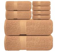 Infinitee Xclusives Premium Bath Towel Set 8-Piece (2 Bath Towels, 2 Hand Towels, 4 Washcloths), Super Absorbent Soft 100% Ring-Spun Cotton for Spa, Gym, Hotel & Bathroom |Cosmic Sand|