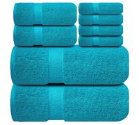 Infinitee Xclusives Premium Bath Towel Set 8-Piece (2 Bath Towels, 2 Hand Towels, 4 Washcloths), Super Absorbent Soft 100% Ring-Spun Cotton for Spa, Gym, Hotel & Bathroom |Serene Teal|