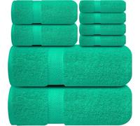 Infinitee Xclusives Premium Bath Towel Set 8-Piece (2 Bath Towels, 2 Hand Towels, 4 Washcloths), Super Absorbent Soft 100% Ring-Spun Cotton for Spa, Gym, Hotel & Bathroom (Vivid Green)