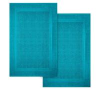 Infinitee Xclusives Premium Cotton Bath Mats for Bathroom Pack of 2 |86x55 cm| Ultra Soft, Super Absorbent, Non-Slip, Machine Washable Mats |Serene Teal| [Not a Rug]