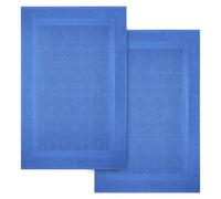 Infinitee Xclusives Premium Cotton Bath Mats for Bathroom Pack of 2 |86x55 cm| Ultra Soft, Super Absorbent, Non-Slip, Machine Washable Mats |Eloquent Blue| [Not a Rug]