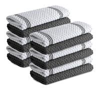 Infinitee Xclusives Premium Cotton Terry Tea Towels | Pack of 12 | 100% Cotton | 38 x 64 cm | Ultra Soft & Highly Absorbent | Dish Towels for Kitchen, Bar & Daily Household Cleaning Use | Grey