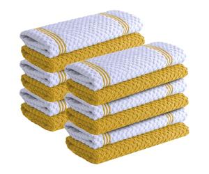 Infinitee Xclusives Premium Tea Towels | Pack of 12 | 100% Cotton |38 x 64 cm| Ultra Soft & Highly Absorbent | Terry Dish Towels for Kitchen, Bar & Daily Household Cleaning Use |Radiant Yellow|