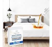 Infinitee Xclusives Waterproof Mattress Protector - Super King Size 182 cm x 200 cm - 100% Cotton Terry Top - Ultra-Soft - 40cm Deep Pockets, Fitted Mattress Cover |White|