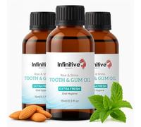 Infinitive Beauty Tooth & Gum Oil - Extra Strength 3 Pack (15ml Each) | 100% Natural Botanical Oils - Almond, Peppermint, Spearmint & Clove | Fights Gum Disease, Bad Breath & Toothache Relief