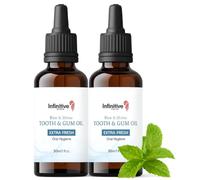 Infinitive Beauty Tooth & Gum Oil Twin Pack (30ml x2) - Extra Strength 100% Botanical Oils for Gum Disease Support, Gingivitis Relief & Bad Breath - Almond, Peppermint, Spearmint & Clove