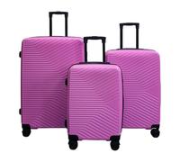Infinity 3 Piece Luggage Sets Hard Shell Lightweight ABS Travel Cabin Case Holiday Suitcase Bags (3 Pcs Set Including Cabin,M,L) Pink