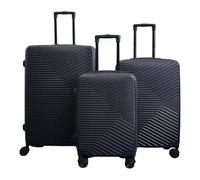 Infinity 3 Piece Luggage Sets Hard Shell Lightweight ABS Travel Cabin Case Holiday Suitcase Bags (3 Pcs Set Including Cabin,M,L) Black