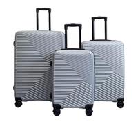 Infinity 3 Piece Luggage Sets Hard Shell Lightweight ABS Travel Cabin Case Holiday Suitcase Bags (3 Pcs Set Including Cabin,M,L) Silver