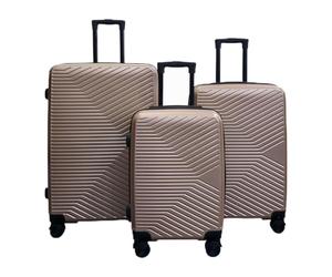 Infinity 3 Piece Luggage Sets Hard Shell Lightweight ABS Travel Cabin Case Holiday Suitcase Bags (3 Pcs Set Including Cabin,M,L) Gold