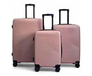 Infinity 3 Piece Luggage Sets Hard Shell Lightweight ABS Travel Cabin Case Holiday Suitcase Bags (3 Pcs Set Including Cabin,M,L) Rose Gold