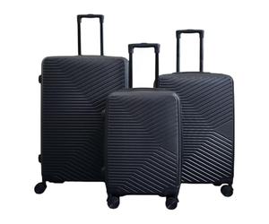 Infinity 3 Piece Luggage Sets Hard Shell Lightweight ABS Travel Cabin Case Holiday Suitcase Bags (3 Pcs Set Including Cabin,M,L) Black