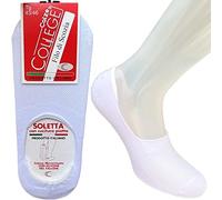 Infinity 6/12 Pairs Invisible Footmuff Socks with Non-Slip Silicone Made in Italy Cotton Scotland Yarn Stretch Breathable Cool Loafers, White 12 Pairs, 43-46