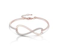 Infinity Bangle and Earrings Set, Rose Gold, Pave Set with Austrian Crystals, Adjustable 16cm-20cm, Zinc Alloy Rhodium, 4mm Butterfly Clasp White Pouch & Gift Card Options (Happy Anniversary)