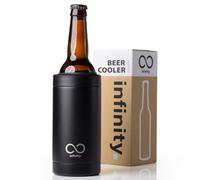∞ Infinity Beer Cooler | Luxury Drinks Cooler | Fits Bottles and Cans | Long Lasting Cooling | 3-in-1 Design (Cooler, Tumbler and Flask) | Built in Bottle Opener (Raven Black)