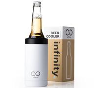 ∞ Infinity Beer Cooler | Luxury Drinks Cooler | Fits Bottles and Cans | Long Lasting Cooling | 3-in-1 Design (Cooler, Tumbler and Flask) | Built in Bottle Opener (Porcelain White)