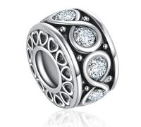 Infinity Birthday Cubic Zirconia April Clear Birthstones Spacer Bead Charm Compatible with Pandora Charms Bracelets