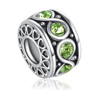 Infinity Birthday Cubic Zirconia August Green Birthstones Spacer Bead Charm Compatible with Pandora Charms Bracelets