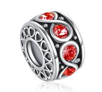 Infinity Birthday Cubic Zirconia July Red Birthstones Spacer Bead Charm Compatible with Pandora Charms Bracelets