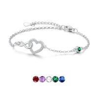 Infinity Bracelet for Women, Hypoallergenic Eternal Love Bracelet with Cubic Zirconia Adjustable Love Heart Bracelets Jewellery Gifts for Lady Girls Christmas Birthday Gifts, Emerald Stone