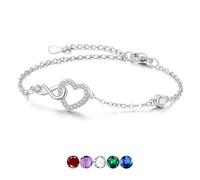Infinity Bracelet for Women, Hypoallergenic Eternal Love Bracelet with Cubic Zirconia Adjustable Love Heart Bracelets Jewellery Gifts for Lady Girls Christmas Birthday Gifts, White Stone