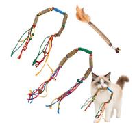 Infinity & Breathe 3-Piece Cat Toy, Chew Toy Cat Made of Silvervine Wood with Cotton Rope, Interactive Cat Toy, Cat Toy Feather, Suitable for Cat Teeth Care and Fun