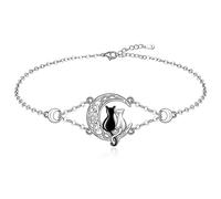 Infinity Cat Paw Print Celtic Knot Sea Turtle Elephant Flamingo Butterfly Dolphin Evil Eye Anklet Bracelets for Women Sterling Silver Adjustable Ankle Bracelet, Sterling Silver, Cubic Zirconia