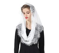Infinity Chapel Veil Catholic Church Mantilla Lace Head Scarf Spanish Embroidered Shawl For Women Bridal Off White V100