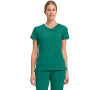 Infinity Cherokee Women's Mock Wrap Scrubs Shirt Medical, Hunter Green, M