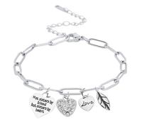 Infinity Collection Silver Stainless Steel Sister Charm Bracelet - Adjustable Chain with Engraved Not Sisters by Blood, Crystal Heart, Love & Leaf Charms - Friendship Gift for Best Friends & Sisters