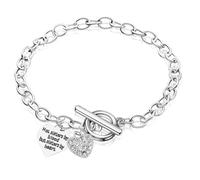 Infinity Collection Stainless Steel Sister Bracelet - Not Sisters by Blood, But Sisters by Heart Engraved Charm, Crystal Heart, Toggle Clasp Chain, Friendship Jewelry Gift for Women
