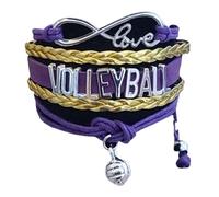 Infinity Collection Volleyball Charm Bracelet - Purple & Gold - Volleyball Jewelry - Unisex Adult Bracelet - 5-7 Inches