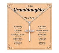 Infinity Cross Necklace for Granddaughter/Daughter/Friend/Baptism, Religious Faith Cross Pendant Necklace Christian Christmas Jewelry Gift for Women (Granddaughter)