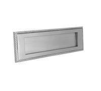 Infinity Decor 10” Solid Brass Georgian Rope Design Sprung Letter Plate Ideal for Front Doors (Satin Chrome)