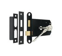 Infinity Decor 150mm Horizontal 3 Lever Mortice Sash Lock with Key - Matt Black Iron Security Latch Lock Set Replaces Union 2077