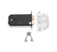Infinity Decor 150mm Horizontal 3 Lever Mortice Sash Lock with Key - Polished Chrome Iron Security Latch Lock Set Replaces Union 2077