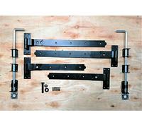 Infinity Decor 18" 24" Cranked or Straight Heavy Duty Hook and Band Gate Hinges Drop Bolt Set - Black (2 x 24" Cranked Hinge + Drop Bolt)