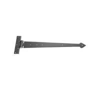 Infinity Decor 18" 450mm Traditional Hand Forged Wrought Iron T Hinge Arrow End in Black Beeswax Finish for Wooden Outdoor Gate - Sold Individually